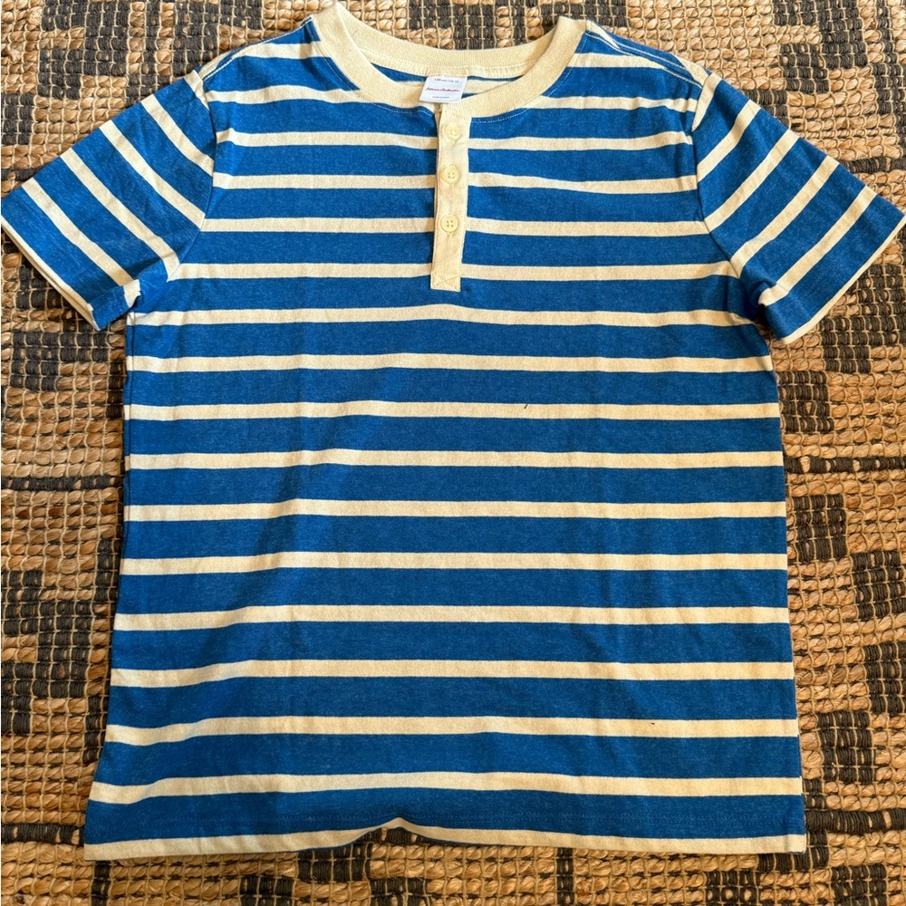 Hanna Andersson Striped Blue and Cream Kids short sleeve t-Shirt size 10